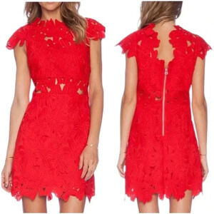 Red Women's Sexy Lace Cut Out Cocktail Dress Boho Chic Stylish Mini Dress Size M
